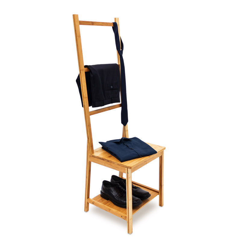 Relaxdays Freestanding Bamboo Towel Rack Chair Wayfair.co.uk